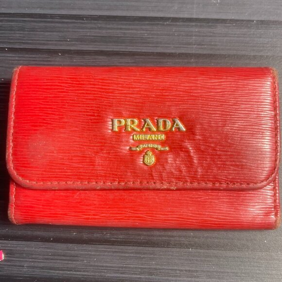 Prada Red Leather Card/Key Holder - Picture 1 of 3